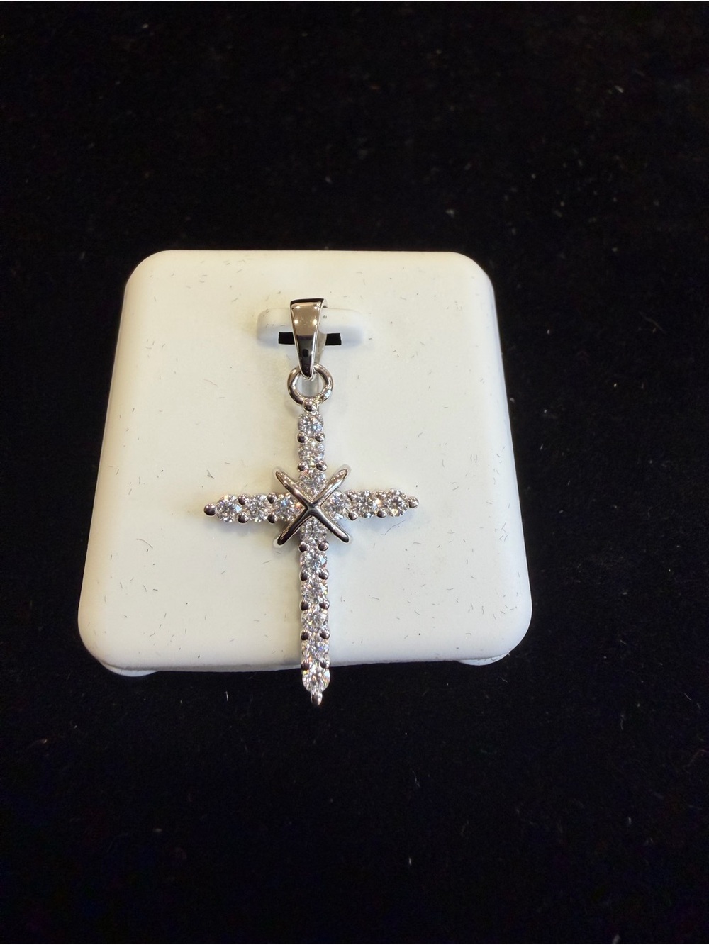$250 Retail 1.0 Carat Moissanite Cross Pendant in 925 Sterling Silver